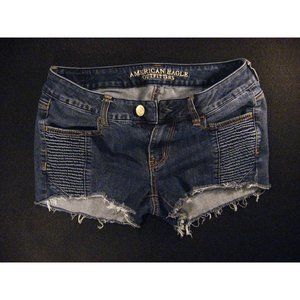 American Eagle Womans CUTOFF JEAN SHORTS Low Rise W 28 JEGGING ANKLE SUPER STRET